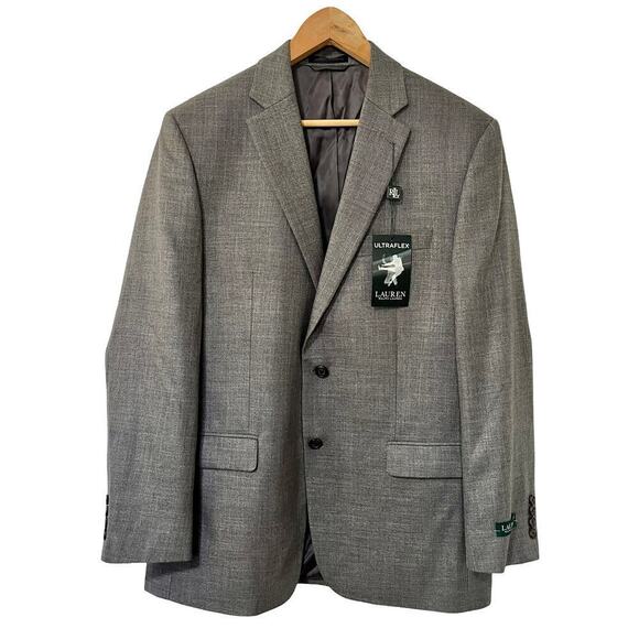 Lauren Ralph Lauren UltraFlex Heathered Blazer Size 40 Gray Classic Men’s NWT - Picture 1 of 13